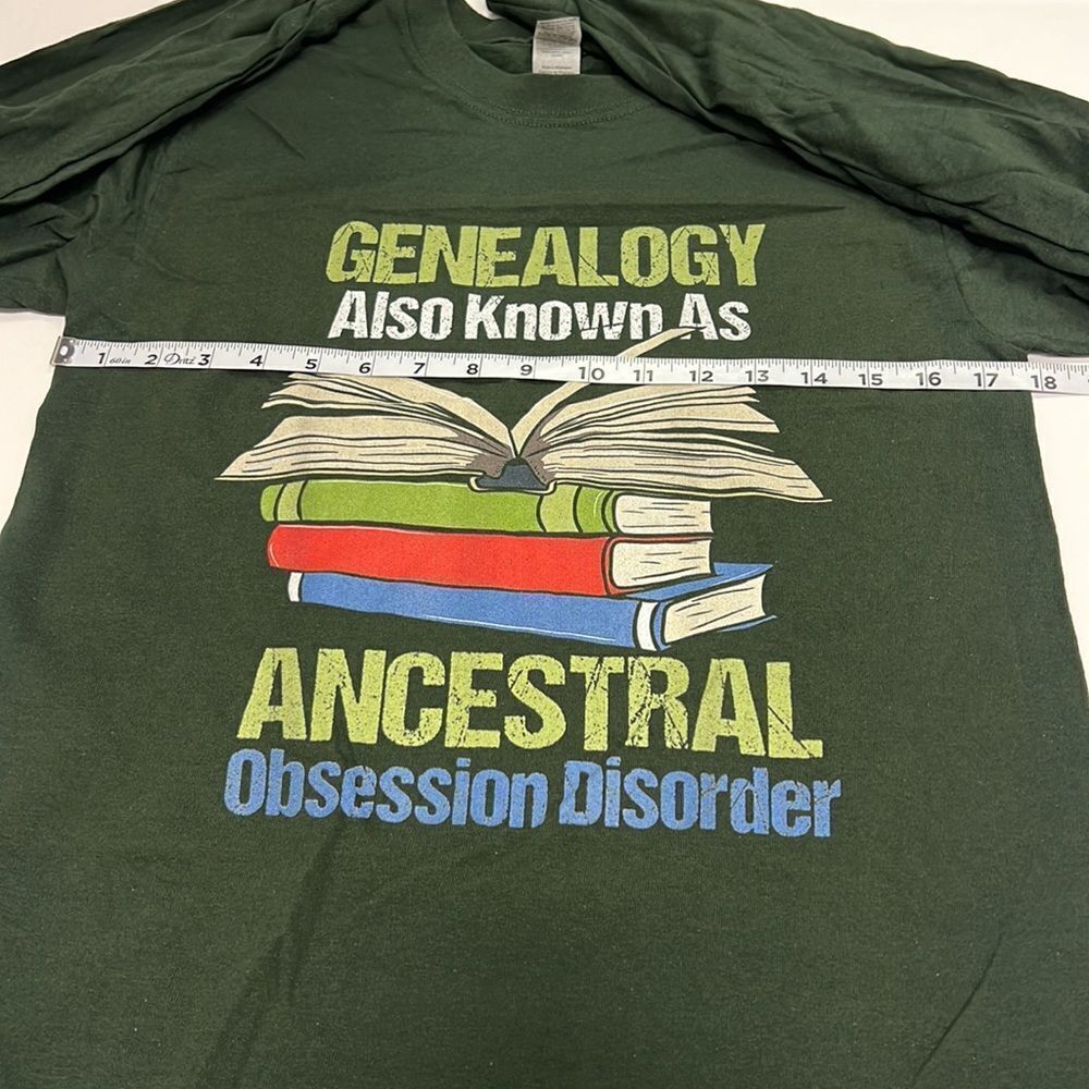 Genealogy. Also Known as Ancestral Obsession Disorder Green Long Sleeve Small - Picture 6 of 7